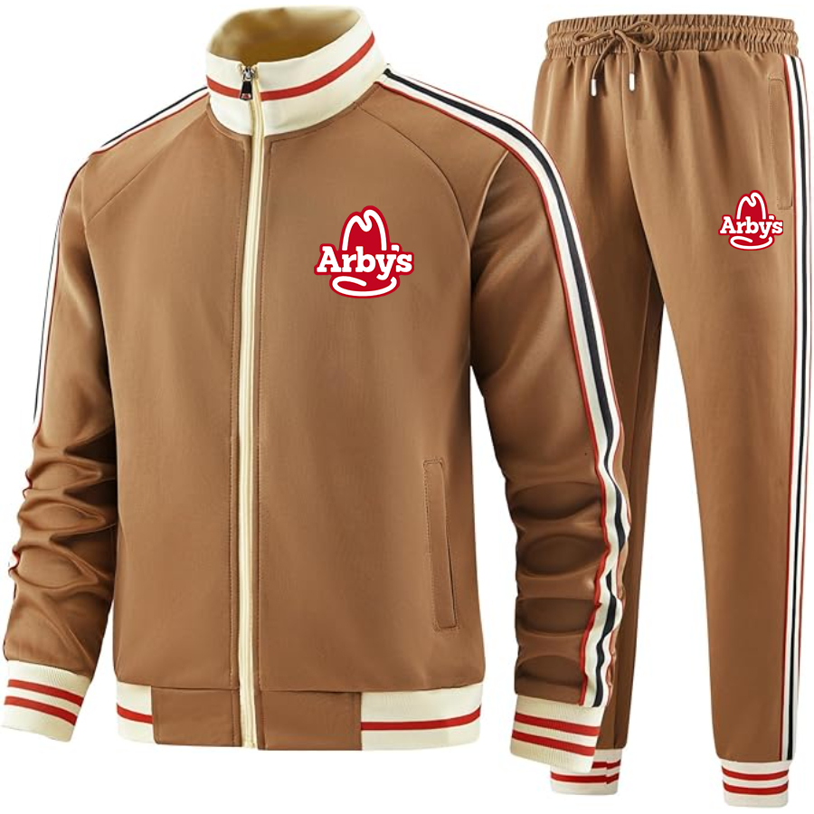 Men's Arbys Tracksuit with Bold Striped Accents and Zippered Front